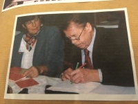 Václav Havel when he visited the school in 2003, he signed the school chronicle