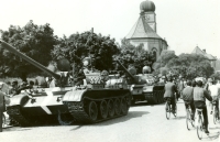 Warsaw Pact tanks entering Prostějov
