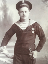 Father Josef Bartoň as a sailor with the German shipping company from Hamburg, before World War I.