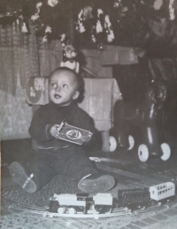 Lumír Němec in his childhood at Christmas