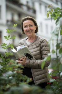 Eva with her autobiographical book