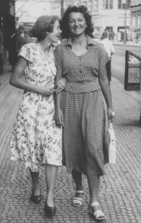 Zdena Táborská, later married Kabátová-Táborská (1st from the right, probably early 1950s)