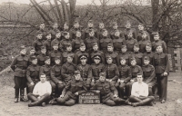 Karel Hladík pictured at the NCO school in 1933. He is standing in the front row, first from the right