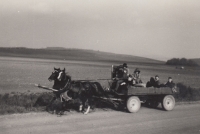 Antonín Konečný on a carriage with horses