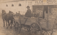 František Konečný (on a cart), grandfather of Antonín Konečný, 1940s