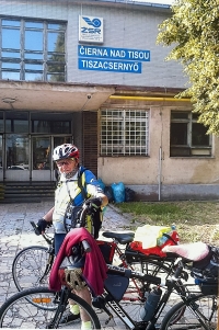 Alojz Novák as a cyclist on his expeditions