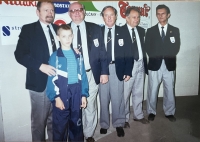 Alojz Novák with fellow referees in table tennis (second from right)