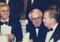 Mrs Hradečná's brother Pavel Hradečný, historian and Balkanist. He translated Albanian for President Havel during his visit to Kosovo. Pictured in the middle.