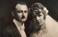 Wedding photos of Mrs. Hradečná's parents, Marie Šujanová and František Hradečný