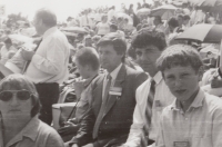 Pavel Odehnal (in jacket) at the International Congress of Jehovah's Witnesses in Poznan, 1989