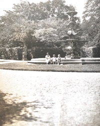 Alena Štěpánková Veselá with her brother Karel and mother Helena on a trip in Lednice in 1928