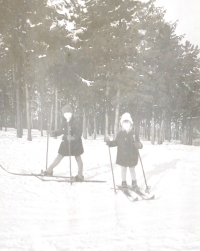 Alena Štěpánková Veselá s bratrem Karlem. Leden 1929