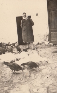 Anna Brázdová, grandmother of Hana Bébrová, on the farm