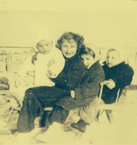 With siblings (from left Anděla, Hana, Marie and Antonín), late 1950s