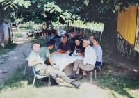 Ground patrol, with locals, Jan Svoboda first from left, Bosnia and Herzegovina, 1999