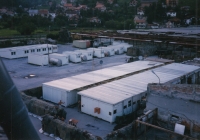 Portakabins of the military quarters at the Bosenská Krupa base, Bosnia and Herzegovina, 1999