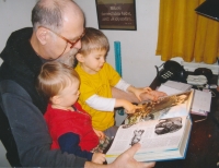 Miroslav Kruta with his grandsons Matyáš and Mikuláš, 2005