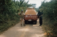 Václav Chabr in the Congo on a journey through the rainforest with a military escort