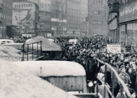 Unauthorised student demonstration in Ostrava, the day after Jan Palach's death, 20 January 1969