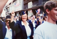 All-Sokol gathering in Prague in 1994, the first gathering after a 46-year break, Norma Zabka in the middle