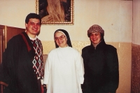 With sisters Ludmila, centre, and Anna, Prague 1992