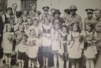 American soldiers in Netřebice with local inhabitants, May 1945