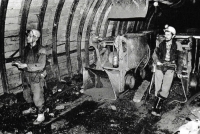 Aleš Bouda (left) documenting the headwall at the Nejedlý mine in 1986. Behind him Vojtěch Pártl, the chief measurer