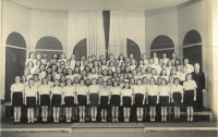 Vlastimil Choir, choirmaster Ladislav Rubek is at right, Litomyšl, 1940s
