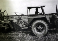 Work in the field, tractor driven by then 14-year-old Vladimír Gut