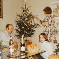 First Christmas in emigration, with her mother and her partner Ivo Kučera, Switzerland, 1970