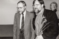 With art historian Hynek Rulíšek at the exhibition in the Wortner House, Czech Republic 1996