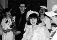 Pavel Šmíd (with saxophone) with his classmates from the Secondary School of Arts and Crafts in Prague / circa 1982