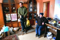 Milan Švrčina with Mrs. Lyuba in Ukraine near the positions where he left his dog Luky