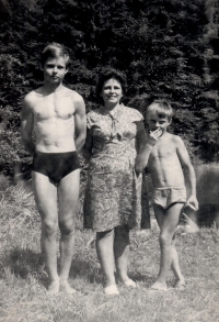 Josef Tkáč with his mother and brother when he was an apprentice, 1960s