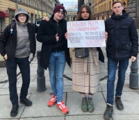 At a demonstration, St. Petersburg, 2022