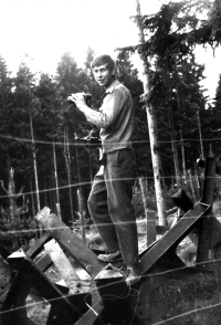 Jiří Kašlík in a quarry, at the military service, Tři Sekery near Mariánské Lázně, ca. 1969