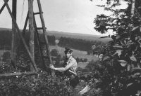 Jiří Kašlík at the viewpoint to the West Germany, military service, Tři Sekery near Mariánské Lázně, ca. 1968/1969