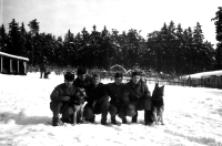 Friends - dog handlers, military service, Tři Sekery near Mariánské Lázně, ca. 1968