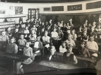 Girls' school in Trutnov, mother sitting in the second row from the left, ca. 1931