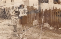 Bláhová Alena with daughter Karolina and Bláhová Anna with son Elvi, undated