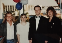 Wedding on the boat where Iveta's brother Pavel Kraus (left) worked as a cook (on the right Zdeněk's witness Jackie)