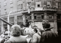 "We want to hear Dubček", August 1968, camera by Jiří Růžička