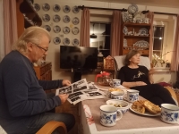 The Matouškovi couple during the filming of an interview, Brodek u Konice, December 2023