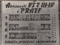 Tablo Vysoké školy zemědělské v Praze, na kterém je manžel František Mašek třetí zprava v první horní řadě