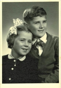 Miloň Novák with his sister Soňa in 1955