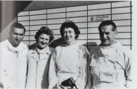 Ervín Adam, his wife Vlasta, Professor Dorothy M. Horstman from Yale University and Professor Procházka at Bulovka