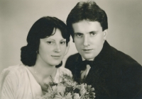 Alena Mejzlíková in 1980 in a wedding photograph with her husband Jiří, early 1980s