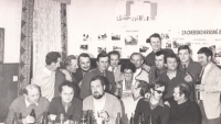 Helpers of the Border Guards in Tři Sekery, 1970s, František Jankovský is below, second from the right, with glasses