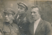 Brothers of mother Maria, née Makonova, - on the left Evzen (died near Kharkov in 1941) and on the right Mifodij (enlisted during WWII), in the background stands mother's brother-in-law Grigory (husband of sister Viktoria), photo. from before World War II