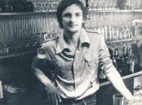 Miroslav Janek as a bartender, Munich, 1979-1980